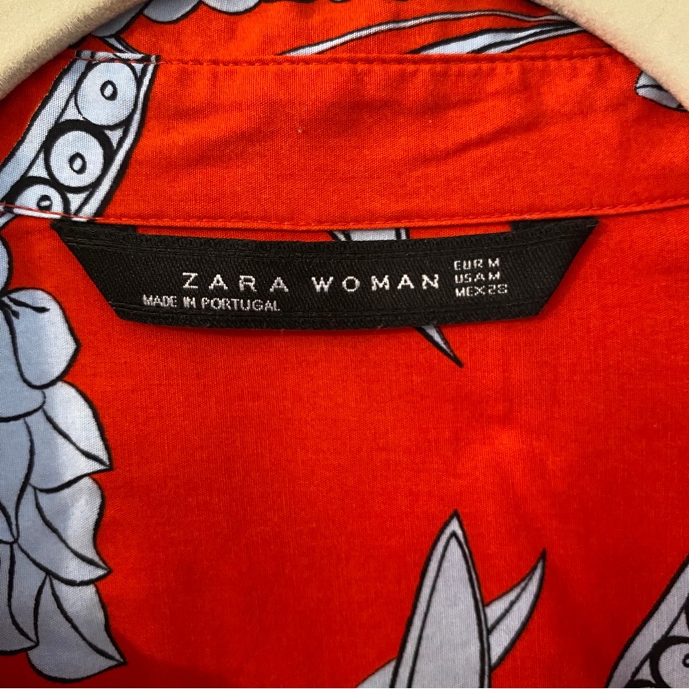 ZARA RED FLORAL DRESS WITH KNOT FRONT - Picture 8 of 8